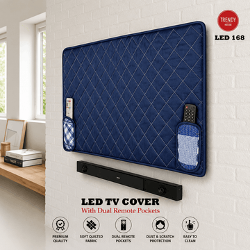 Premium Quilted Navy Blue LED TV Cover with Dual Remote Pockets – Custom Sizes Available | Trendy Pakistan - Trendy Pakistan