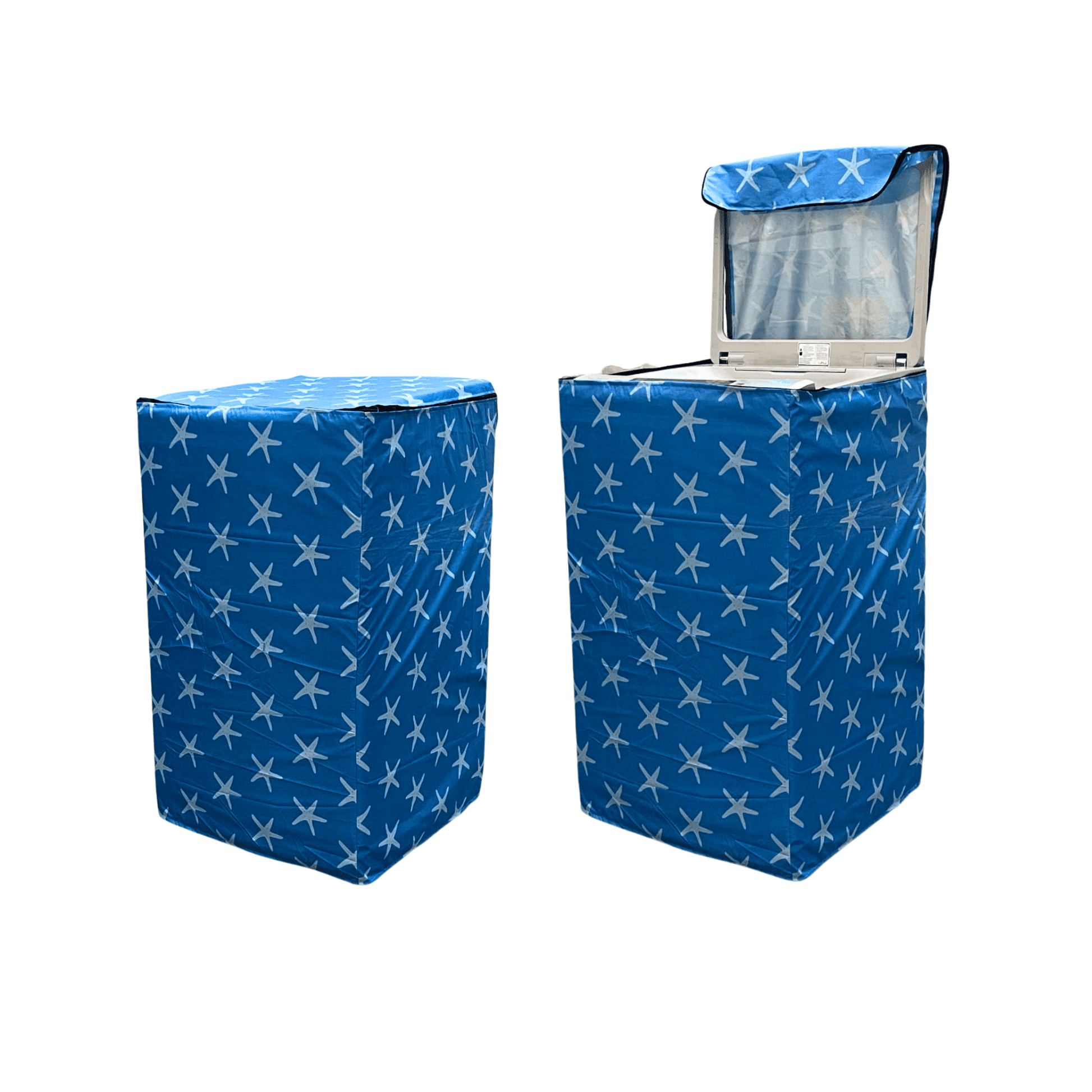 Premium Waterproof Top Load Washing Machine Cover – Blue Star Print Parachute Fabric | Custom Fit by KG Size - Trendy Pakistan