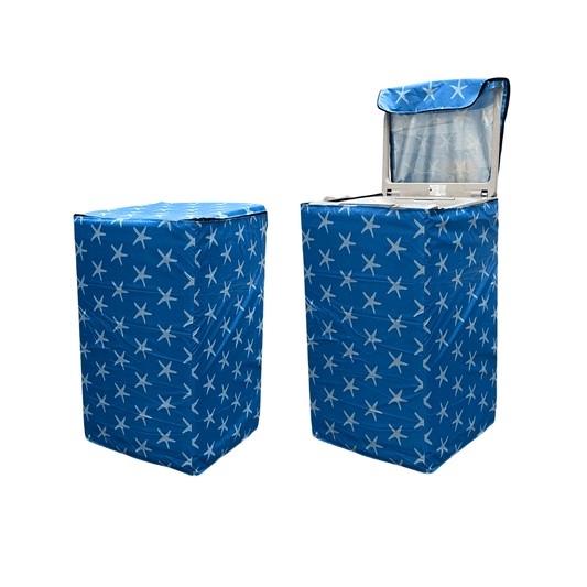 Premium Waterproof Top Load Washing Machine Cover – Blue Star Print Parachute Fabric | Custom Fit by KG Size - Trendy Pakistan