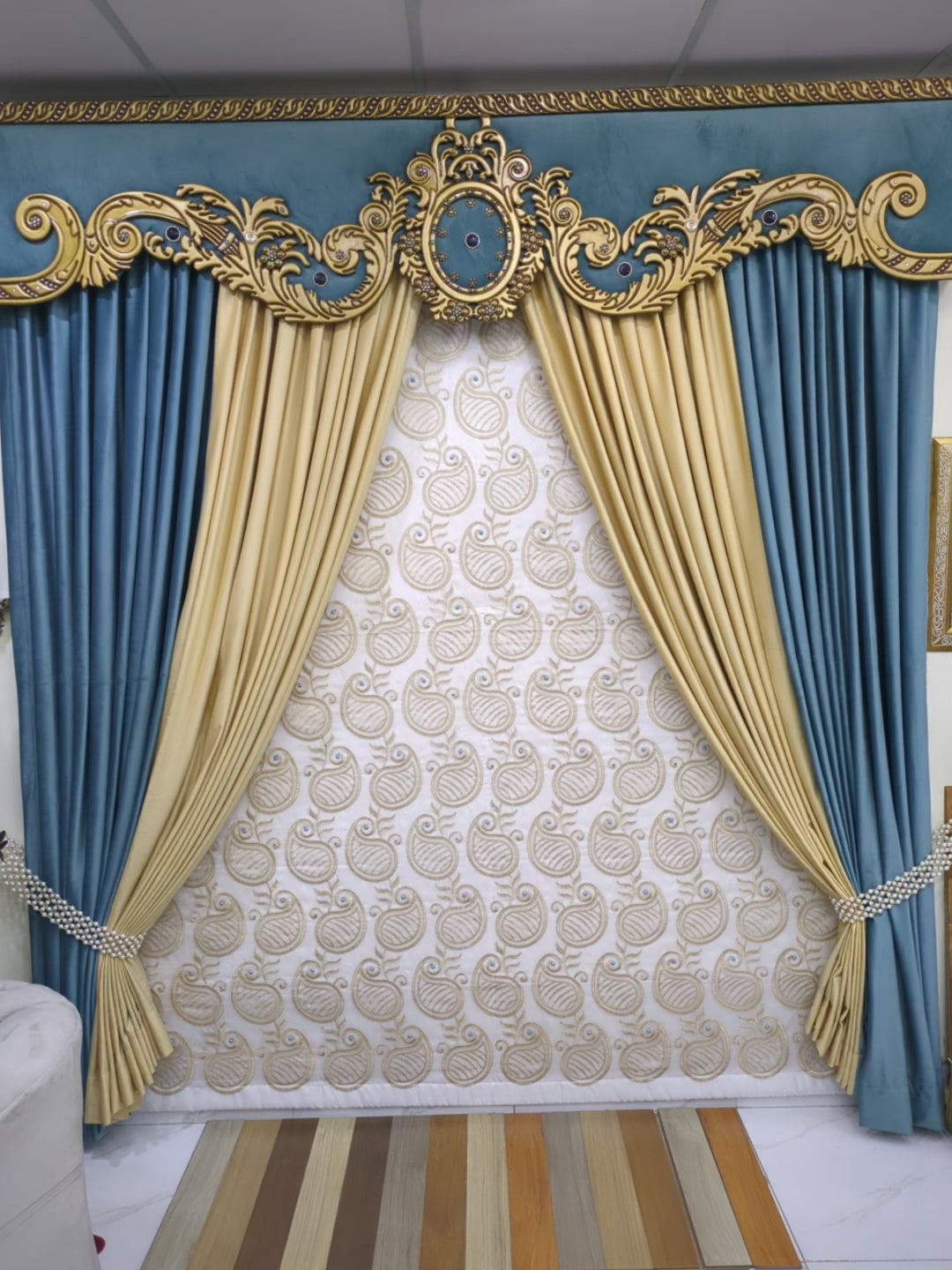 Customized Premium Curtains Online in Pakistan - Velvet Fabric Embroidered Blinds