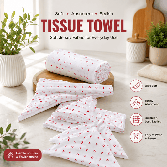 Reusable Cotton Tissue Towel Pack – 100% Cotton Jersey Fabric | Ultra Soft & Washable | 8 × 8 Inches - Trendy Pakistan