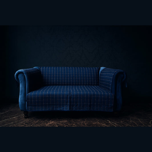 Customized Sofa Cover – Premium Navy Blue  Quilted Design