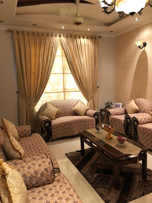 Sofa Cover Online in Pakistan Brown Printed Sofa Cover | All format Sofa Covers available