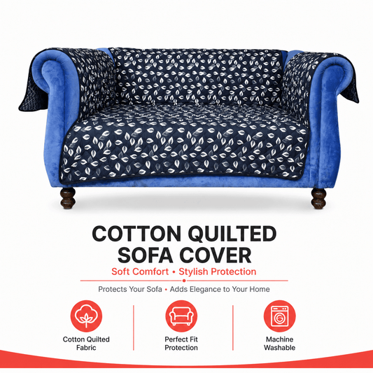 Black & White  Leaf Reversible Sofa Cover Online in Pakistan