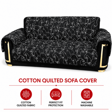 Black Quilted Reversible Sofa Cover