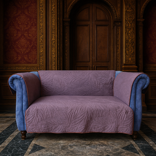 Customized Sofa Cover – Premium Dark Purple Quilted Design