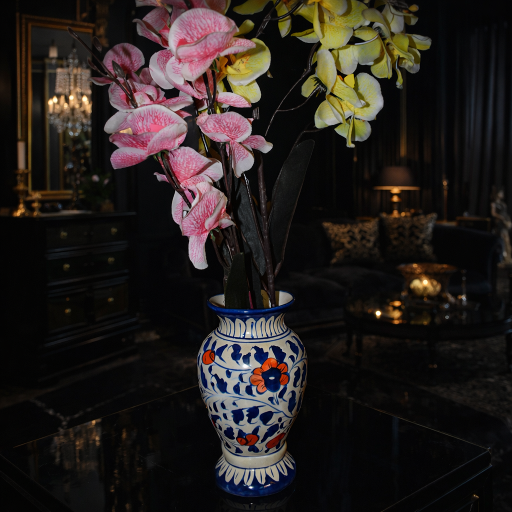 Handmade Blue Pottery Flower Vase Medium