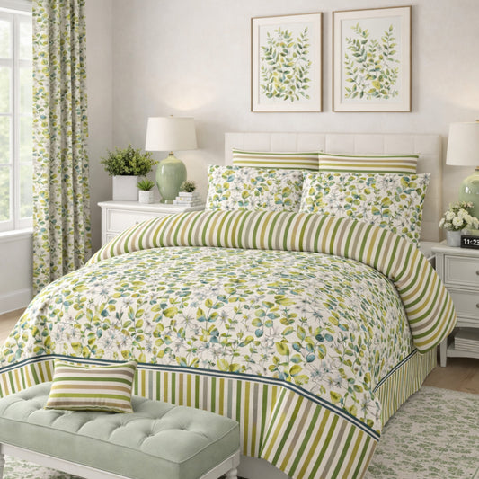 Green printed 100% Cotton Luxury Printed Flat Bedsheet – Soft, Elegant & Timeless