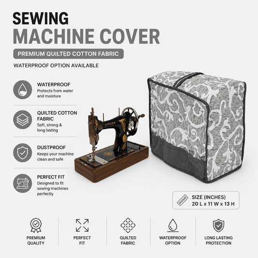 Sewing Machine Cover Cotton Quilted Fabric, with Pockets - Trendy Pakistan