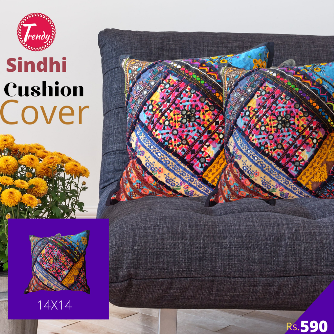 Sindhi Style Handmade Cushion Cover - Trendy Pakistan
