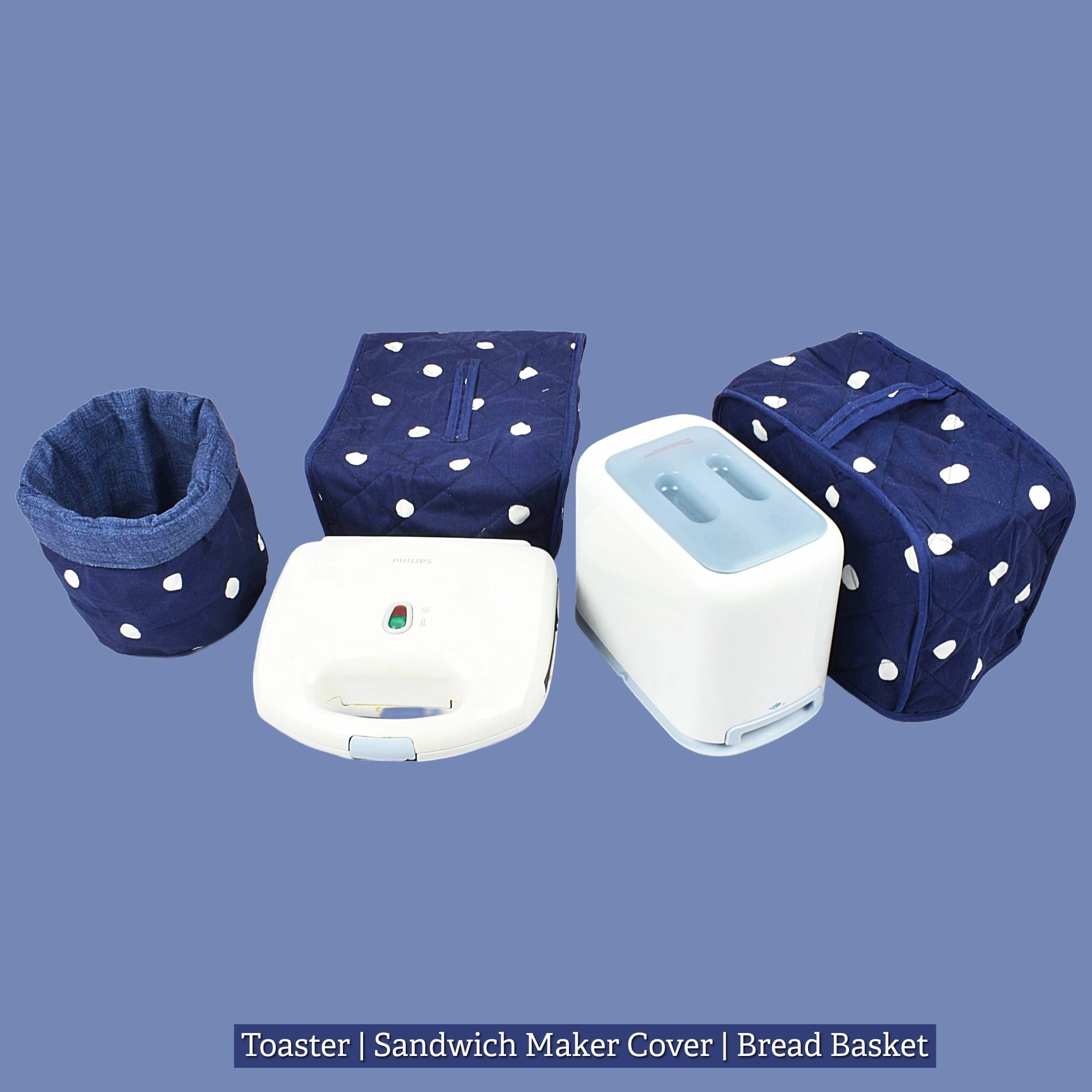 Toaster Cover Sandwich Maker Cover Bread Basket Blue Pack of 3 - Trendy Pakistan