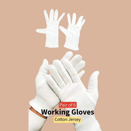 White Jersey Cotton Working Gloves – 6 Pair Set | Lightweight Knit Safety Gloves - Trendy Pakistan