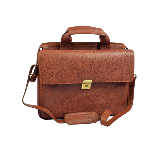 Trendy Luxury Full Grain Buffalo Leather Messenger Bag/Executive Shoulder Satchel Briefcase (Mustard Brown) - Trendy Pakistan