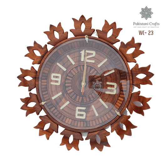 Wooden Wall Clock Traditional Flower Style