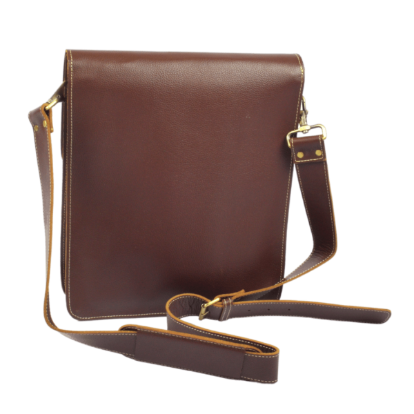 Trendy Original Leather Vertical Sling Bag Brown - Trendy Pakistan