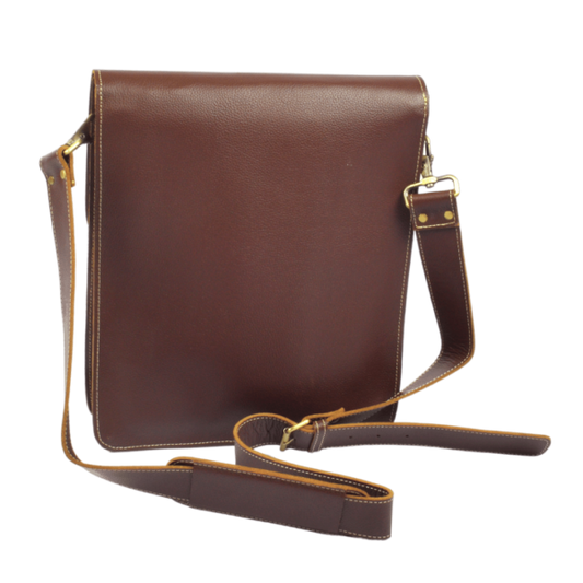 Trendy Original Leather Vertical Sling Bag Brown - Trendy Pakistan