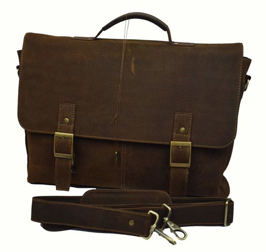Trendy Luxury Full Grain Buffalo Leather Messenger Bag/Executive Shoulder Satchel Briefcase (Vintage Brown) - Trendy Pakistan
