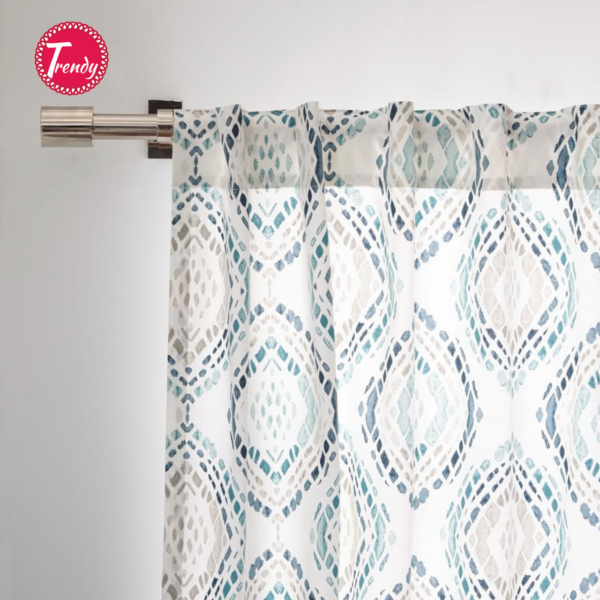 Trendy Cotton Canvas Mosaic Medallion Curtain