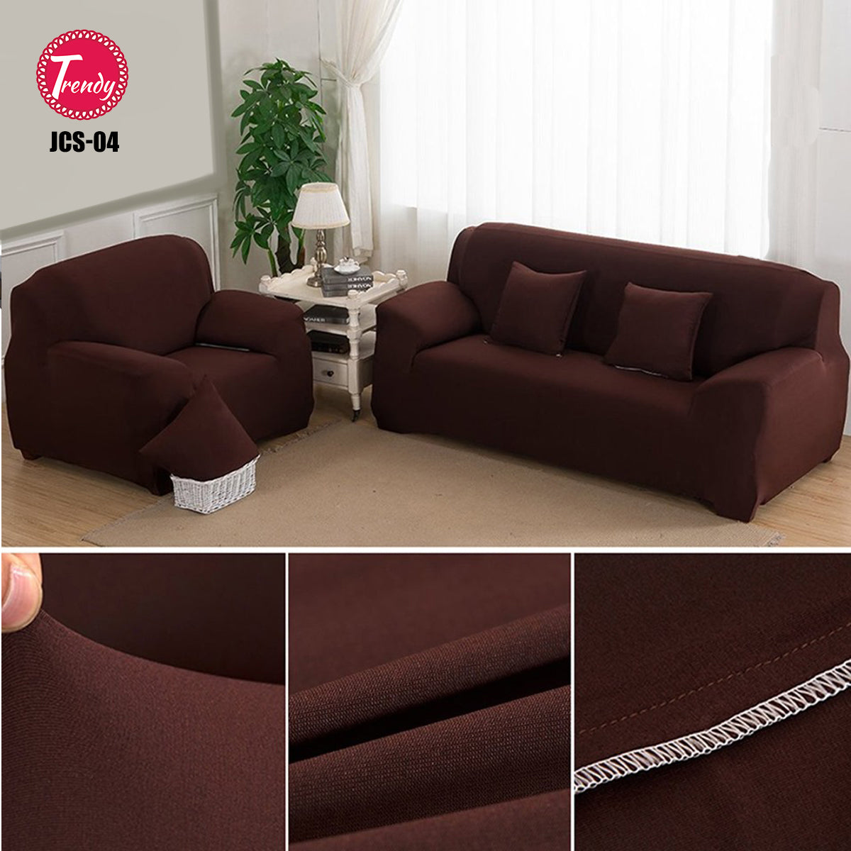 JSC-04 Jersey Fitted Sofa Cover Chocolate - Trendy Pakistan