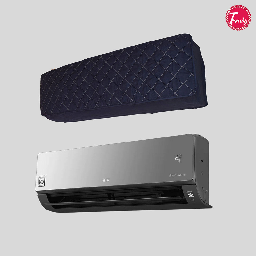 Navy Blue Cotton Quilted Split AC Cover – Dustproof and Washable Cover for Haier, Gree, Dawlance, PEL, and Orient Split AC by Trendy Pakistan
