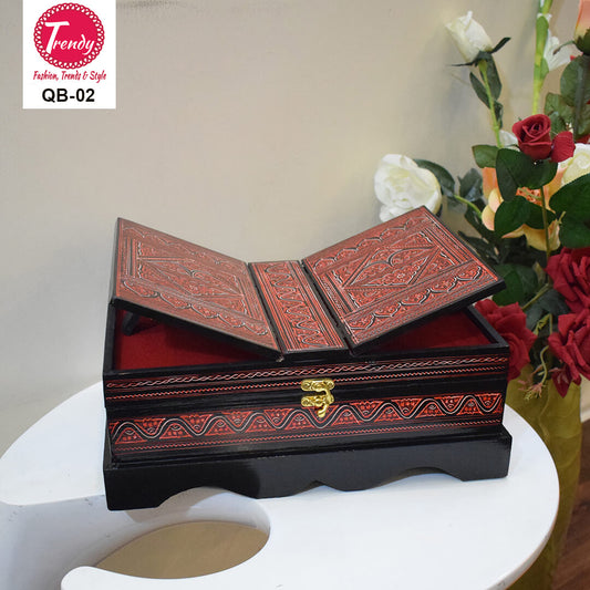 Wooden Quran Box & Rehail With Nakshi Art 2 In 1 - Trendy Pakistan