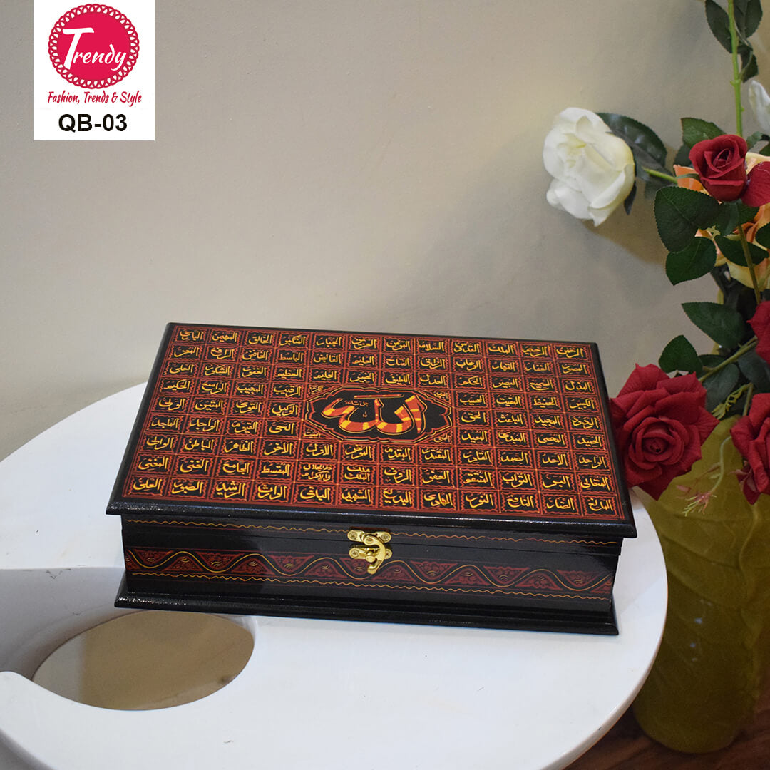 Wooden Quran Rehail With Nakshi Art QB-03 - Trendy Pakistan