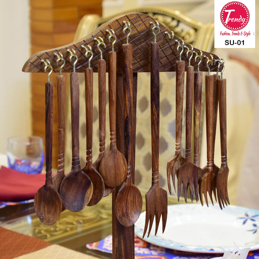 Antique Wooden Handmade Spoon Set - Trendy Pakistan