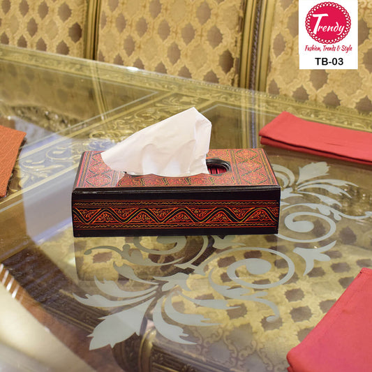Naqashi Art Wooden Tissue Box - Trendy Pakistan