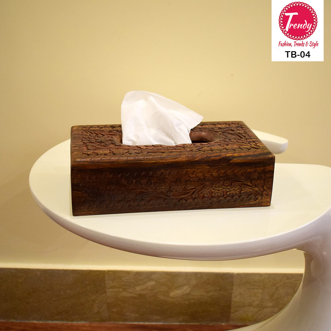 Wooden Crafted Tissue Box - Trendy Pakistan