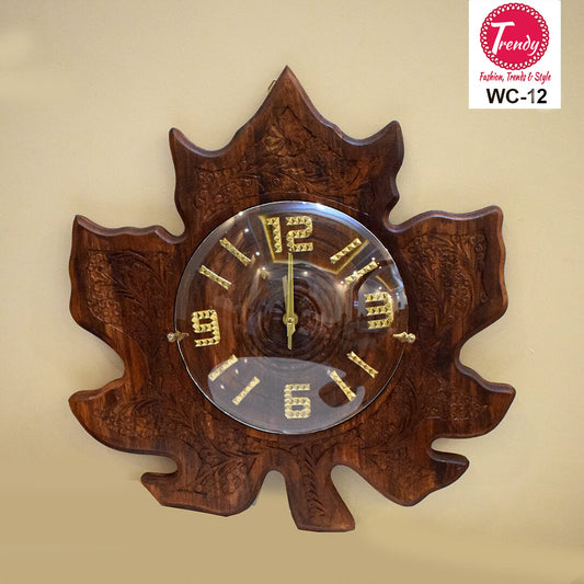 Islamic Wall Art Leaf Carving Clock WC-12 - Trendy Pakistan