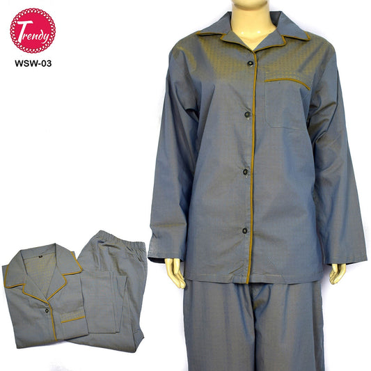 Trendy Lady Cotton Pajamas sleeping suits, Long Cotton Sleepwear-Trendy Pakistan - Trendy Pakistan