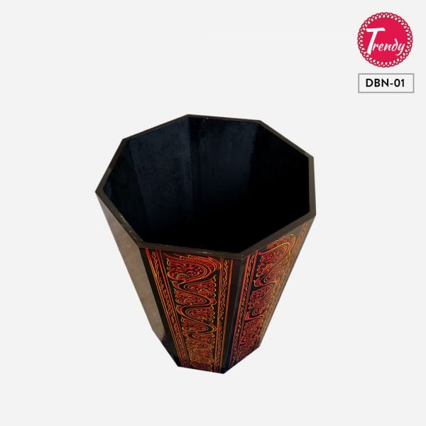 Wooden Dustbin With Man Crafted Naqashi Art DBN-01 - Trendy Pakistan