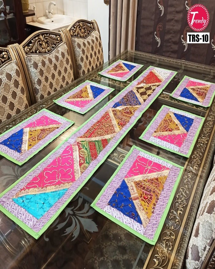 Best Hand Embroidery Runner And Place Mat Set - Trendy Pakistan