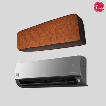 Brown Cotton Split AC Cover with Waterproof Outdoor Cover - Trendy Pakistan