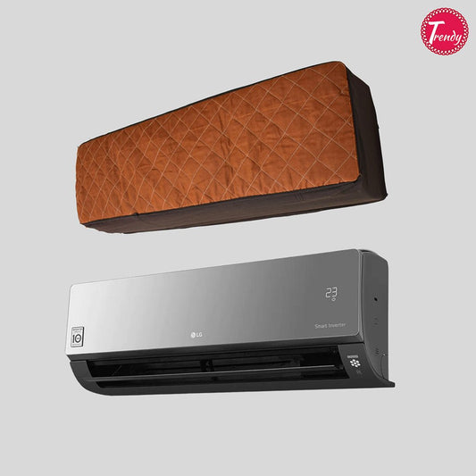 Brown Cotton Split AC Cover with Waterproof Outdoor Cover - Trendy Pakistan