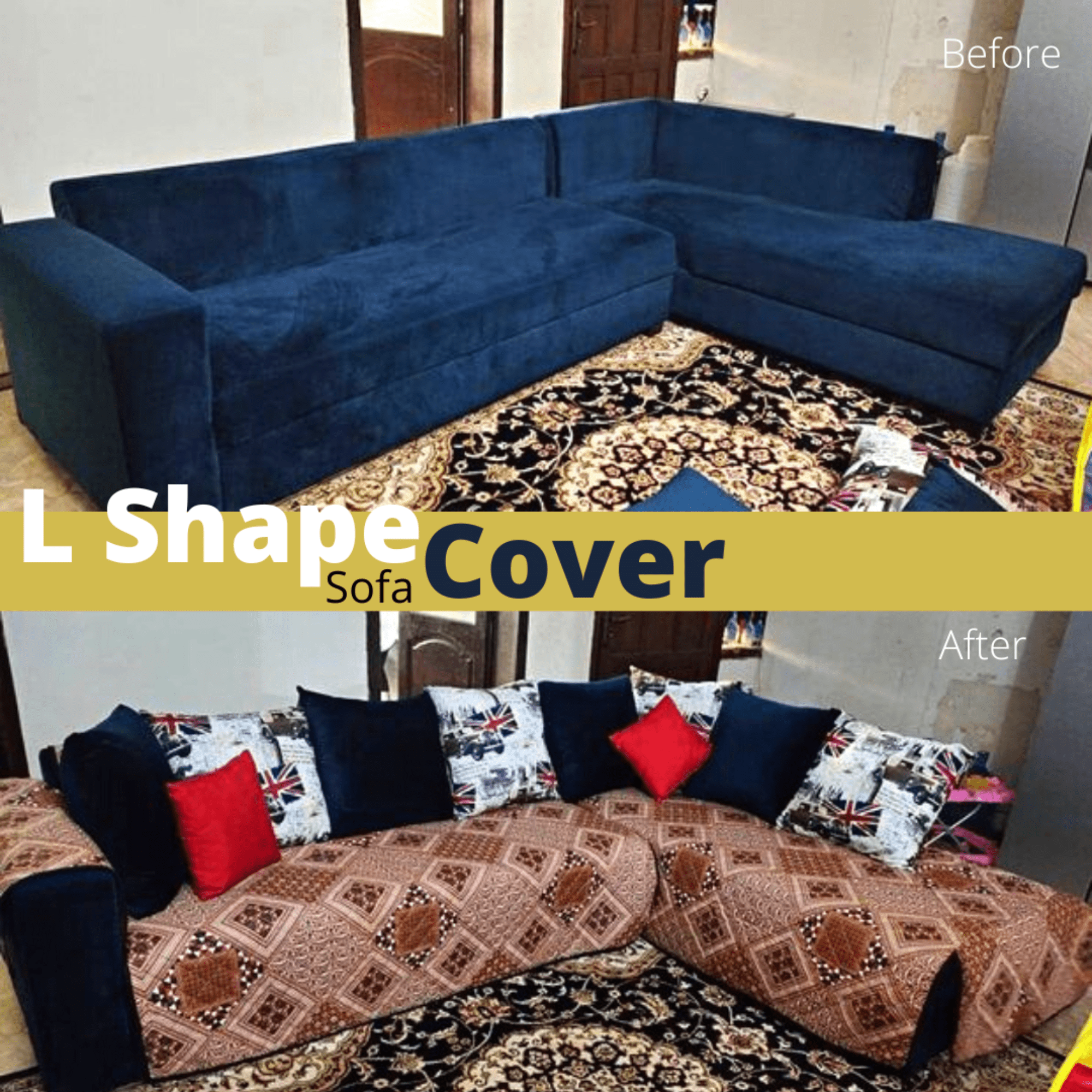 Brown Printed Reversible Sofa Cover Online in Pakistan - Trendy Pakistan