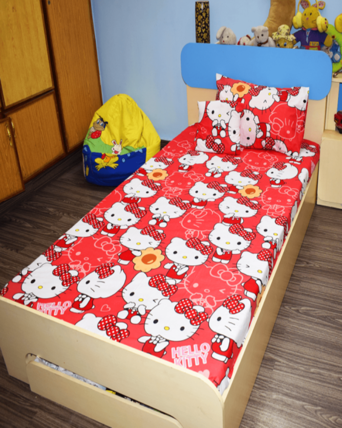 Best Kitty Printed Single Bed Sheet for Kids bedding