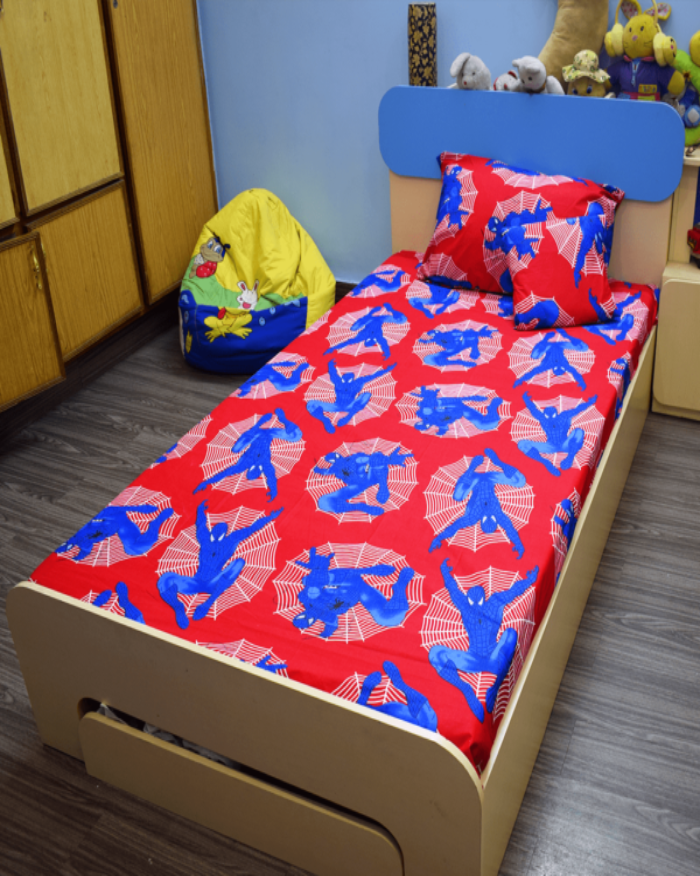 Spider Man Printed Single Bed Sheet Kids Bedding