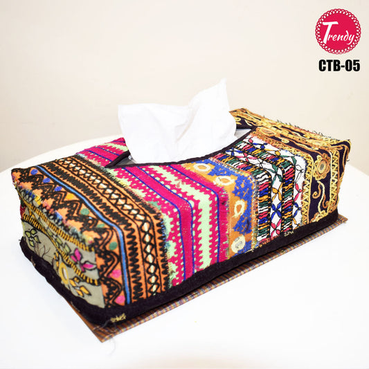Sindhi Hand Embroidery Fabric Tissue Box Cover CTB-05 - Trendy Pakistan