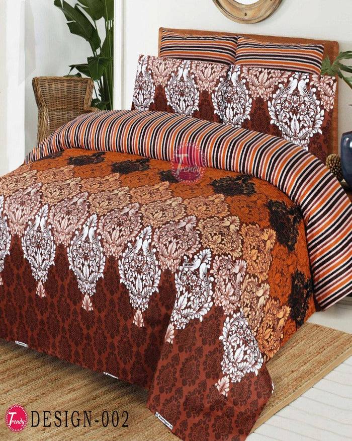 Stylish Floral 100% Cotton Bed Sheet King Size