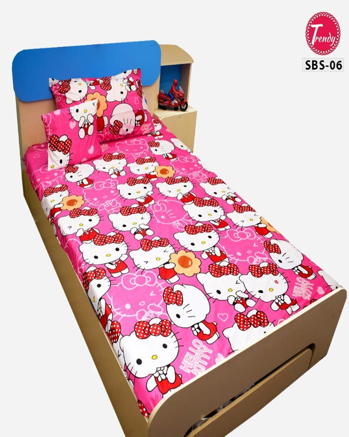 Kitty Printed Single Bed Sheet Kids Bedding