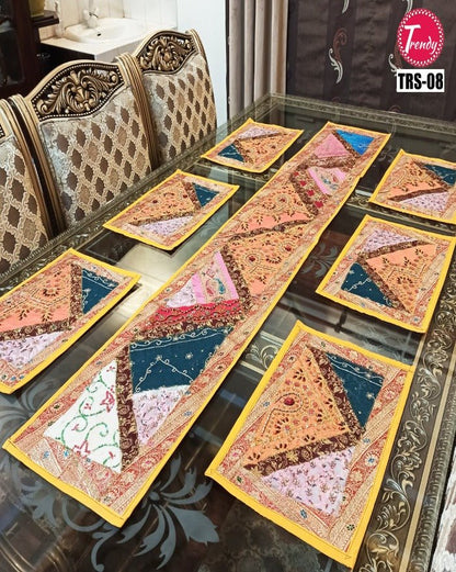 Sindhi Embroidery Runner and Mat Set - Trendy Pakistan