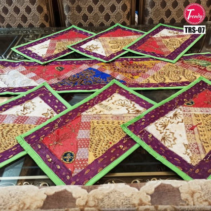 Sindhi Embroidery Runner Set And Place Mat Set - Trendy Pakistan