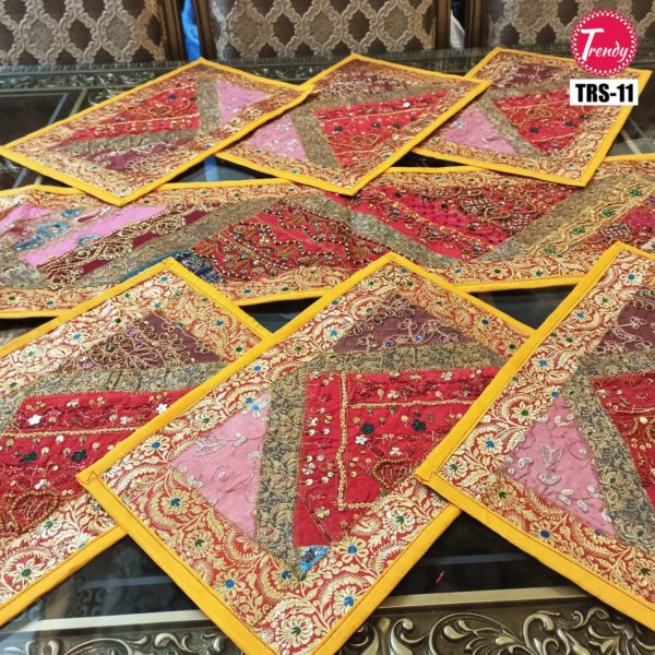 Sindhi Hand Embroidery Runner Set And Place Mat Set TRS-011 - Trendy Pakistan