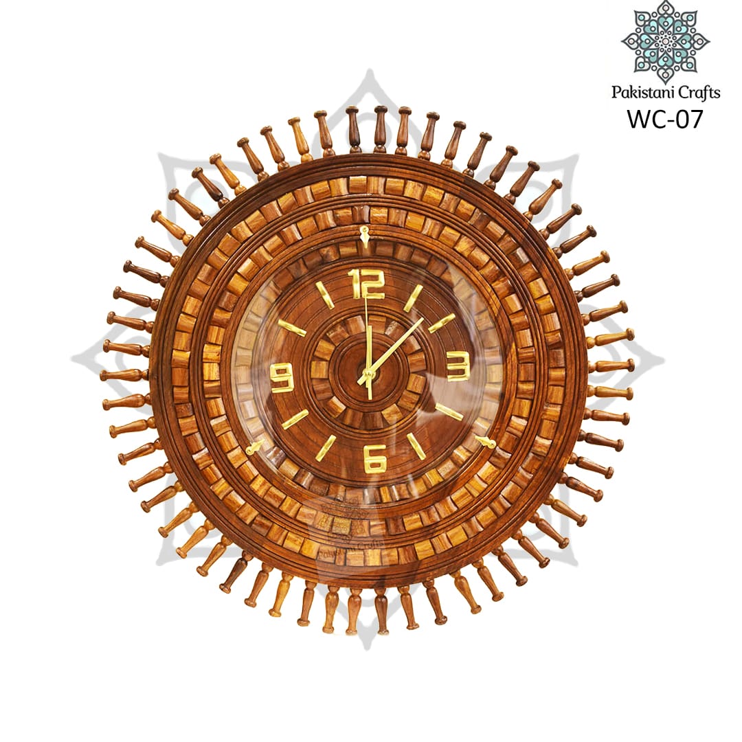 Handmade Wooden Carving Tukri Wall Clock